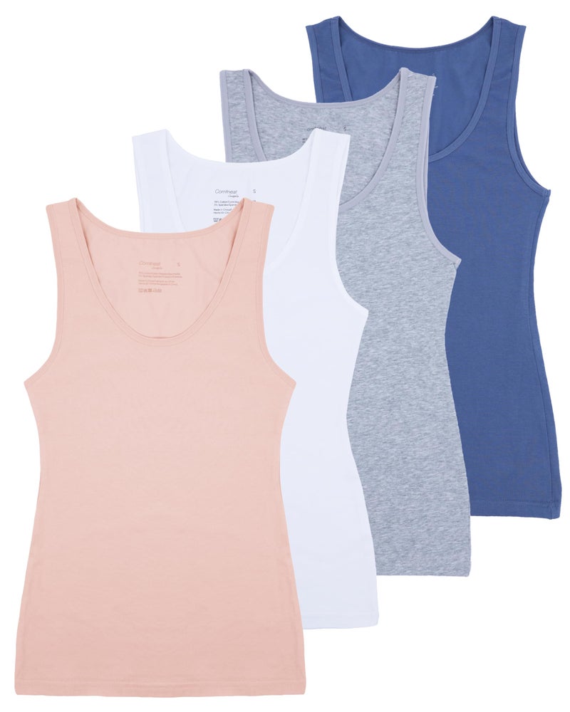 Comfneat Women's Basic Tanks Comfy Top (Color-Set-3 4-Pack, L) - Image 1